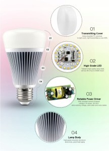 ŻARÓWKA LED RGB+CCT 8W ZMIANA KOLORÓW, E27