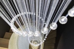 Żyrandol światłowodowy 60cm SPIRALA 120 punktów 3m. Zbliżenie. Widok z góry