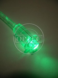 Końcówka akrylowa płaska-przelotowa EP-033 z światłowodem świecącym na zielono