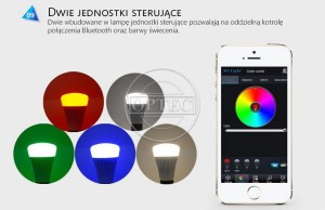 Żarówka LED 8W RGBW ciepły biały/zimny biały E27 BLUETOOTH