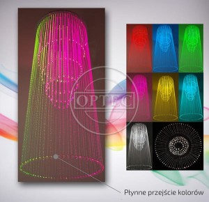 Żyrandol światłowodowy 80cm SPIRALA + Wąsy 2m 172 zakończenia