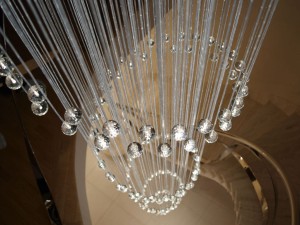 żyrandol światłowodowy podwójna spirala 200pkt 3.5m, zbliżenie z góry