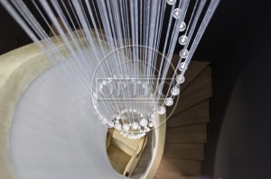 Żyrandol światłowodowy 60cm SPIRALA 120 punktów 3m. Widok z góry.