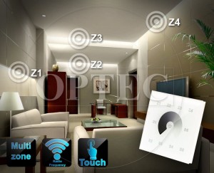 4 strefy - Kontroler naścienny LED (dimmer) radiowy
